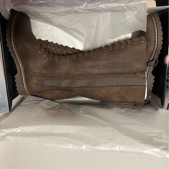 Torrid Brown Lace-Up Knee-High Combat Boots - Picture 4 of 5